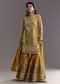 Mustard Yellow Patola Printed Kurta Sharara Suit With Organza Dupatta