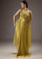 Mustard Yellow Satin Crop Top Skirt With Heavy Embroidery