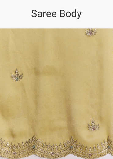 Mustard Yellow Tissue Saree With Zardosi Embroidery