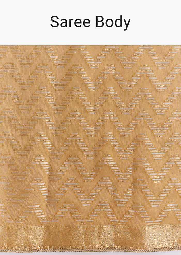 Mustard Yellow Tissue Woven Saree With Gold Tone And Zari Border
