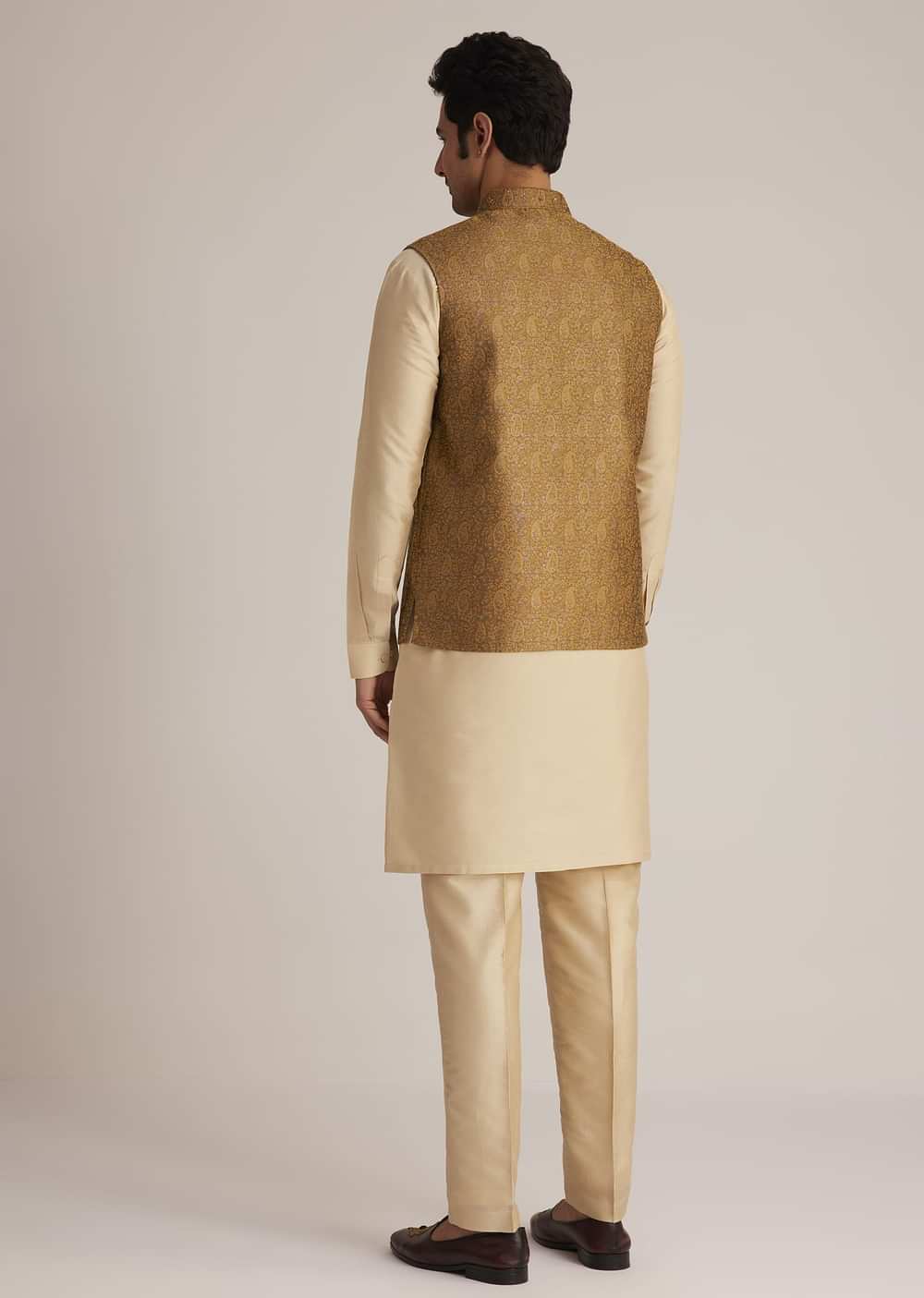 Rusty Red Nehru Jacket With Kurta Pant Set