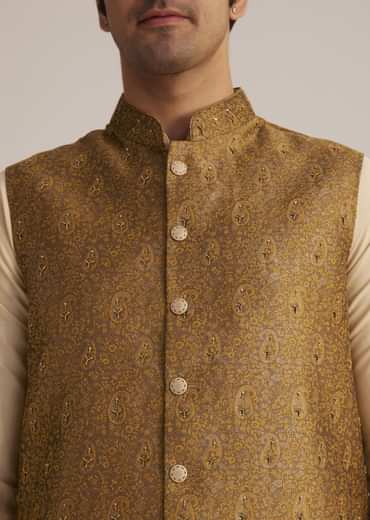 Rusty Red Nehru Jacket With Kurta Pant Set