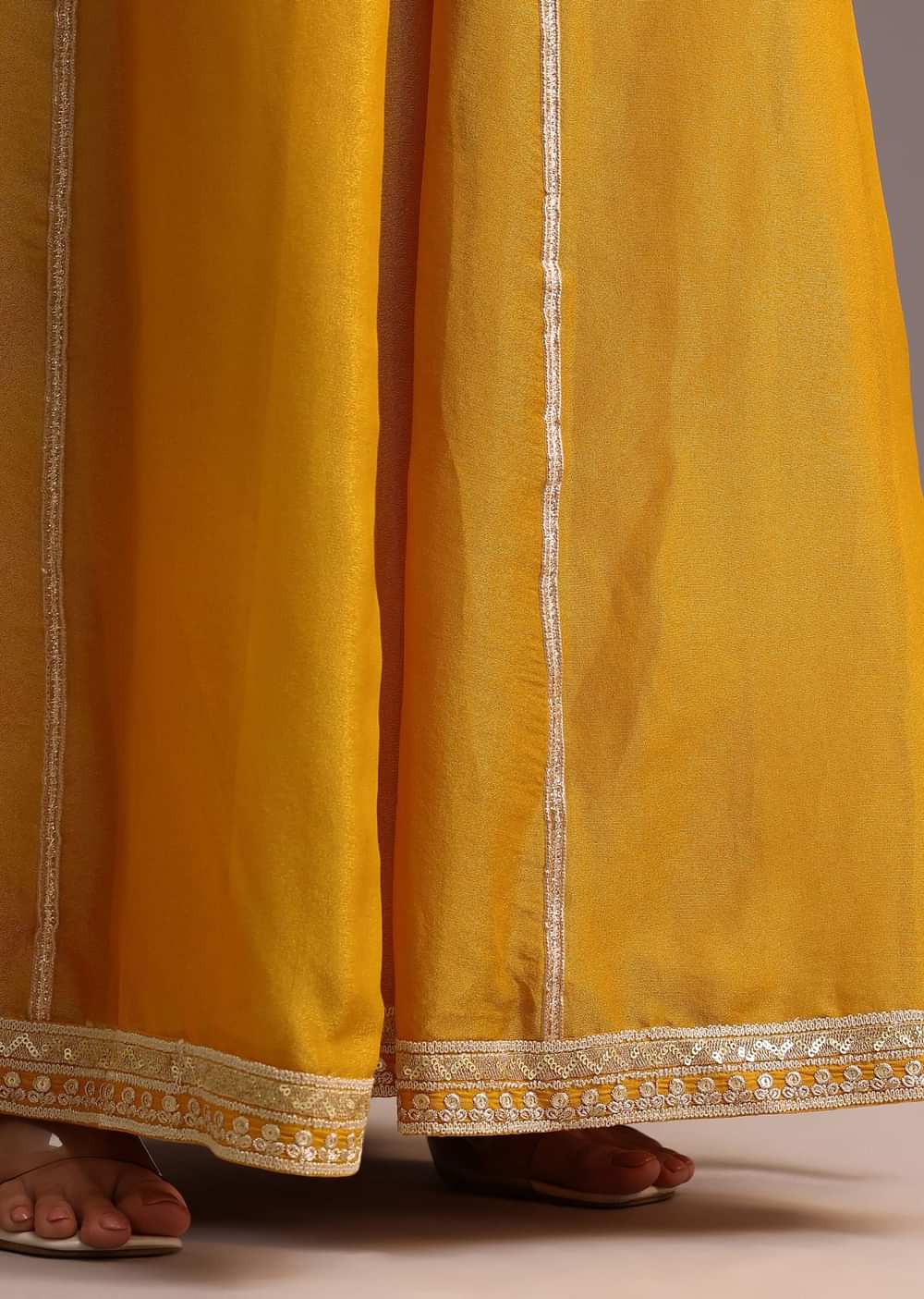Mustard Embroidered Kurta Palazzo Set With Dupatta