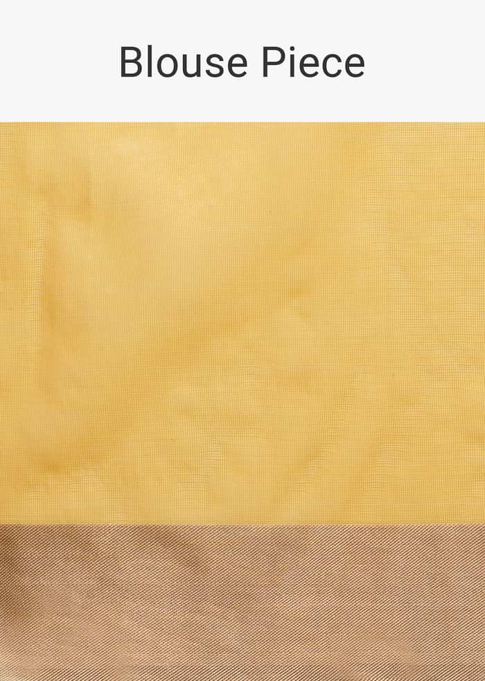 Mustard Kora Silk Saree With Multi-Color Thread Work