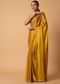 Mustard Satin Chinnon Saree With Mirror Detail Border And Unstitched Blouse Piece