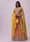 Mustard Yellow Anarkali In Chinon With Floral Embroidery