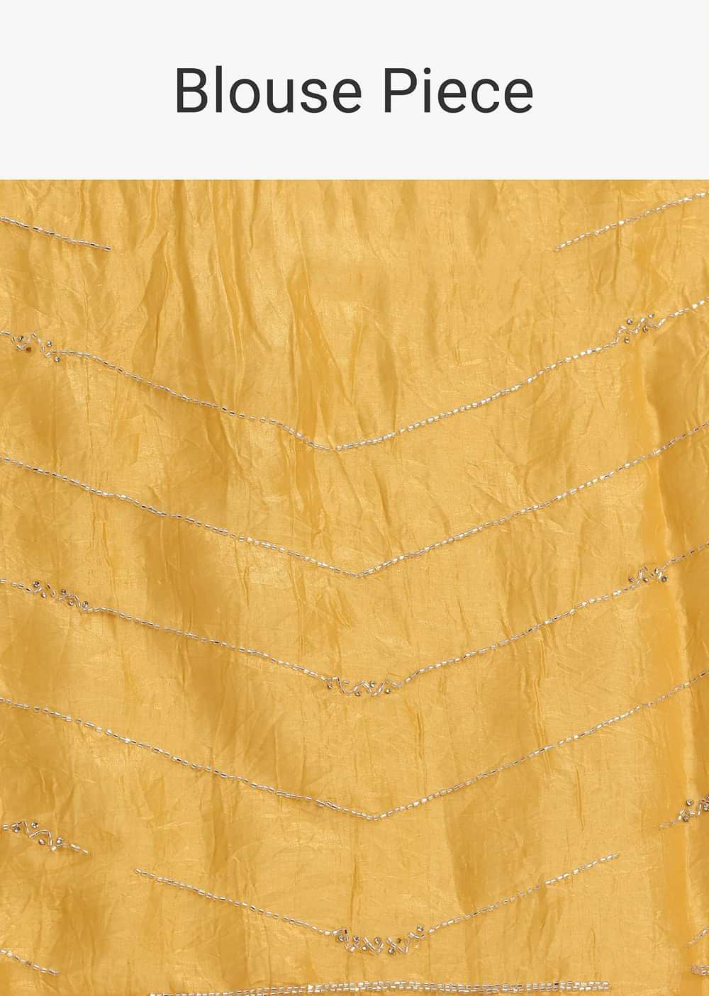Mustard Yellow Embroidered Crepe Saree With Unstitched Blouse