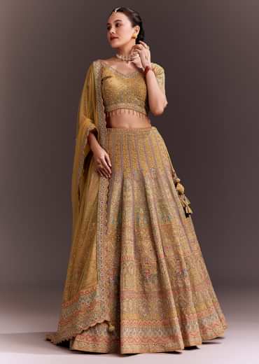 Mustard Yellow Embroidered Lehenga Set