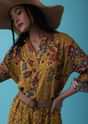 Mustard Yellow Floral Printed Co-ord Set In Mul Cotton With Sequins Embroidery - RE By Kalki