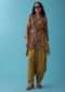 Mustard Yellow Floral Printed Co-ord Dhoti Top Set In Mul Cotton With Sequins Embroidery - RE By Kalki