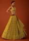 Mustard Yellow Floral Printed Georgette Lehenga And Silk Blouse Set