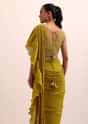 Mustard Yellow Georgette Frill Saree With Embellished Blouse