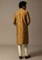 Mustard Yellow Lehariya Printed Kurta Set For Men