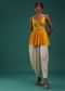 Mustard Yellow Peplum Top And Dhoti Set With Abla Work