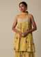 Mustard Yellow Printed Kurta Sharara Set With Sequins