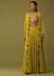 Mustard Yellow Santoon Crop Top And Palazzo Set With Floral Embroidery