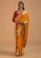 Mustard Yellow Saree In Organza Silk With Abla Embroidered Floral Buttis And Woven Border Online - Kalki Fashion