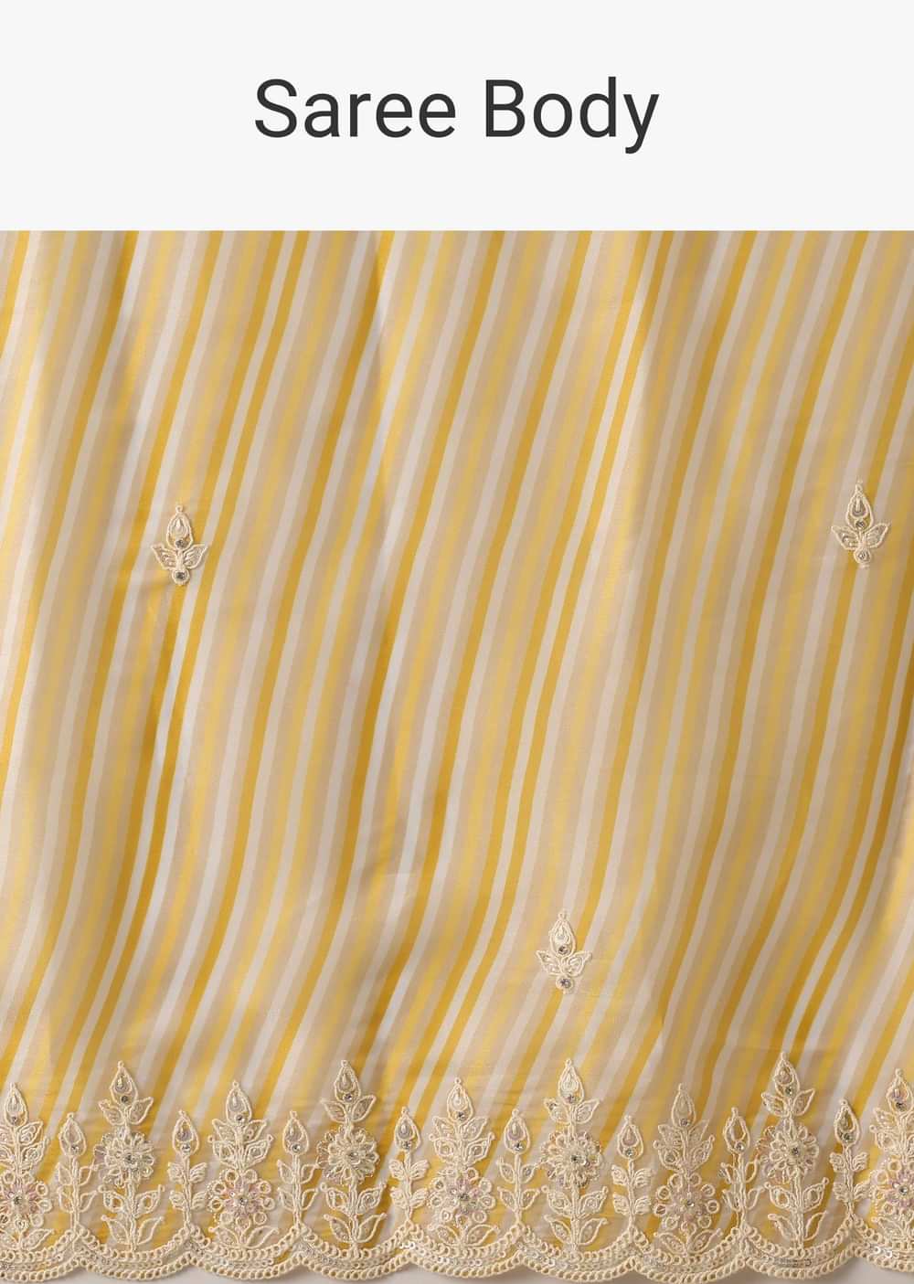 Mustard Yellow Saree With Belt And Unstitched Blouse Piece