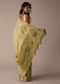 Mustard Yellow Shibori Saree In Tussar With Block Print Zari Border