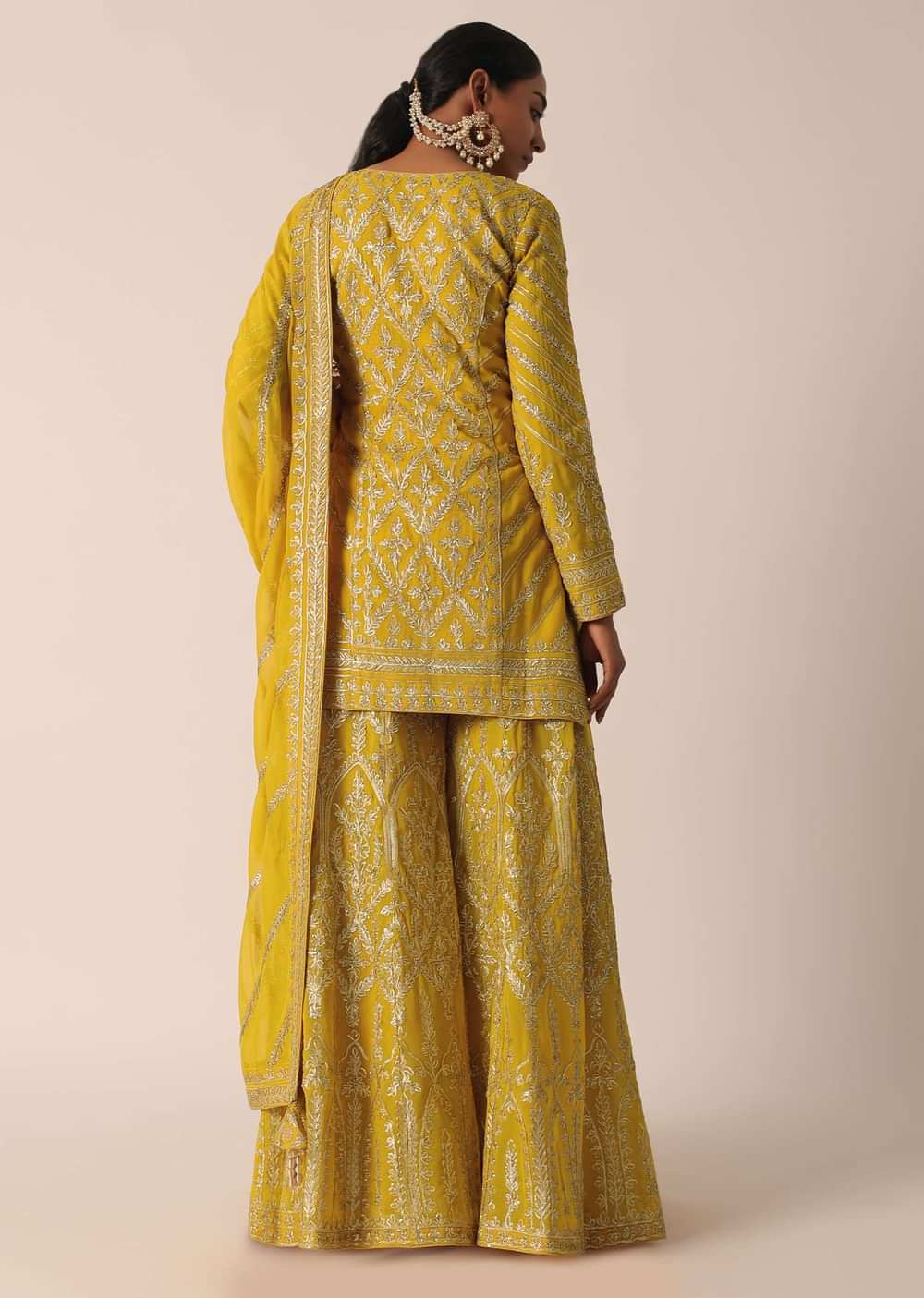 Mustard Yellow Short Kurta Palazzo Set