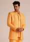 Mustard Yellow Silk Indo Western Set With Zardosi Work