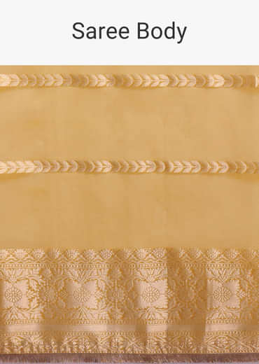 Mustard Yellow Zari Woven Chanderi Saree With Unstitched Blouse