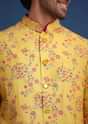 Musturd Thread Work Kurta Jacket Set