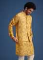 Musturd Thread Work Kurta Jacket Set