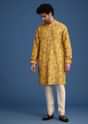 Musturd Thread Work Kurta Jacket Set