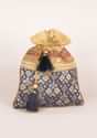 Navy Blue Potli In Brocade And Embroidery Work Online - Kalki Fashion