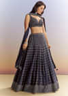 Navy Blue Satin Bridesmaid Lehenga With Stone Work