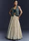 Navy Blue Satin Festive Lehenga With Hand Dyed Chevron Print Jacket