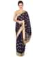 Navy blue silk saree with weave embroidery only on Kalki