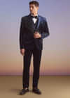Navy Blue Velvet Tuxedo For Men With Intricate Hand Work
