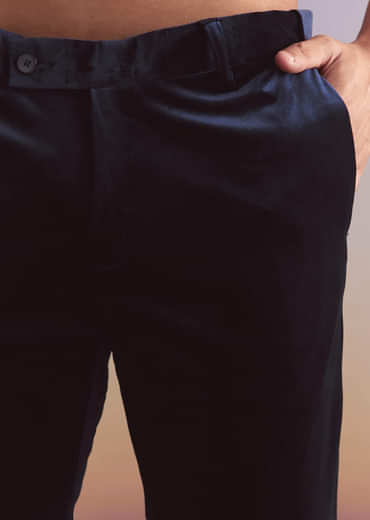 Navy Blue Velvet Tuxedo For Men With Intricate Hand Work