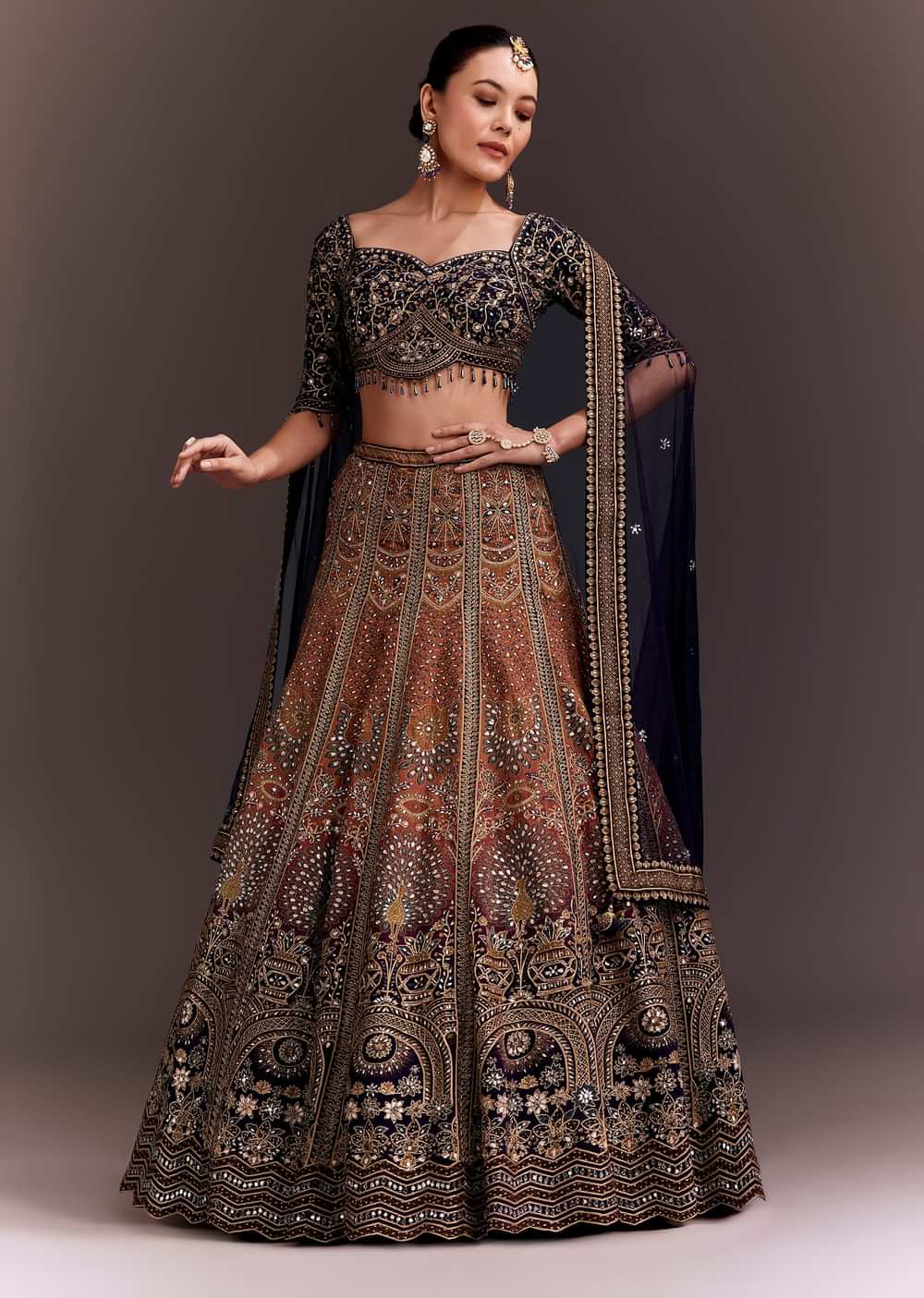 Ombre Zari Embroidered Lehenga Set