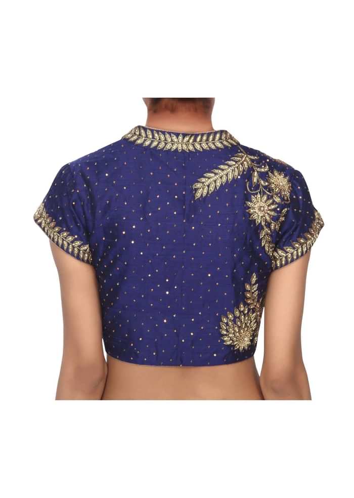 Navy blue blouse adorn in zardosi embridery only on Kalki