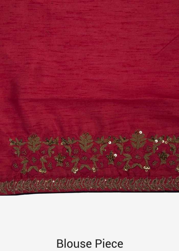 Navy Blue Saree In Chiffon With Unstitched Blouse Embellished In Resham And Zardosi Work Online - Kalki Fashion