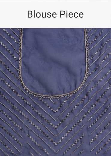 Navy Blue Cutdana Embroidered Saree With Unstitched Blouse