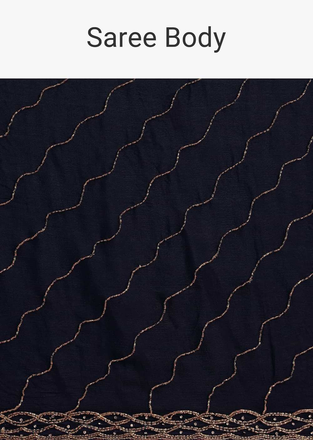 Navy Blue Cutdana Work Chinnon Saree