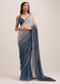 Navy Blue Dual Shaded Sequins Saree With Scalloped Border