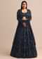 Navy Blue Jacket Kali Lehenga With Dupatta