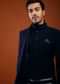 Navy Blue Jodhpuri Sherwani Set In Imported Suiting Fabric