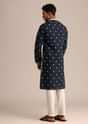 Navy Blue Kurta Set With Floral Resham Work