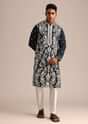 Navy Blue Kurta Set With Floral Resham Work