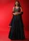 Navy Blue Lehenga Choli With Sequins Stripes And Multi Colored Resham Work