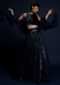 Navy Blue Lehenga Embellished In Sequins With Cut Dana Embellished Crop Top And Ruffle Dupatta