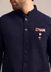 Navy Blue Pintuck Jacket And Kurta Set