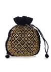 Navy blue potli bag beautified in gotta patti embroidered work only on Kalki