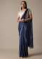 Navy Blue Ready Pleated Saree With Stitched Blouse